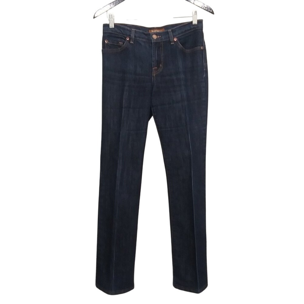 David Kahn Women Dark Wash Indigo Bootcut Jeans Size 4 Made in USA‎ Creased Leg